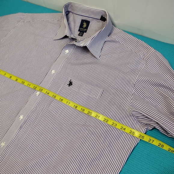 US Polo Assn Mens Striped Purple Shirt Button Up Size XL (17/17.5 - Picture 5 of 6